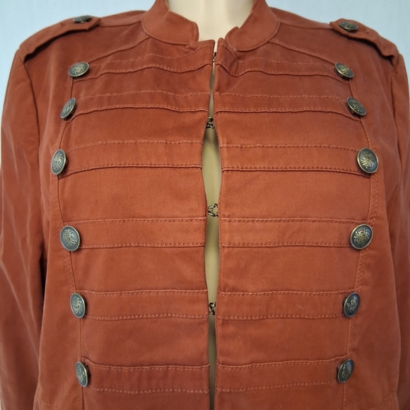 Chico's Burnt Orange Military Jacket Size 2 Usa Size 12/14 - Picture 4 of 16